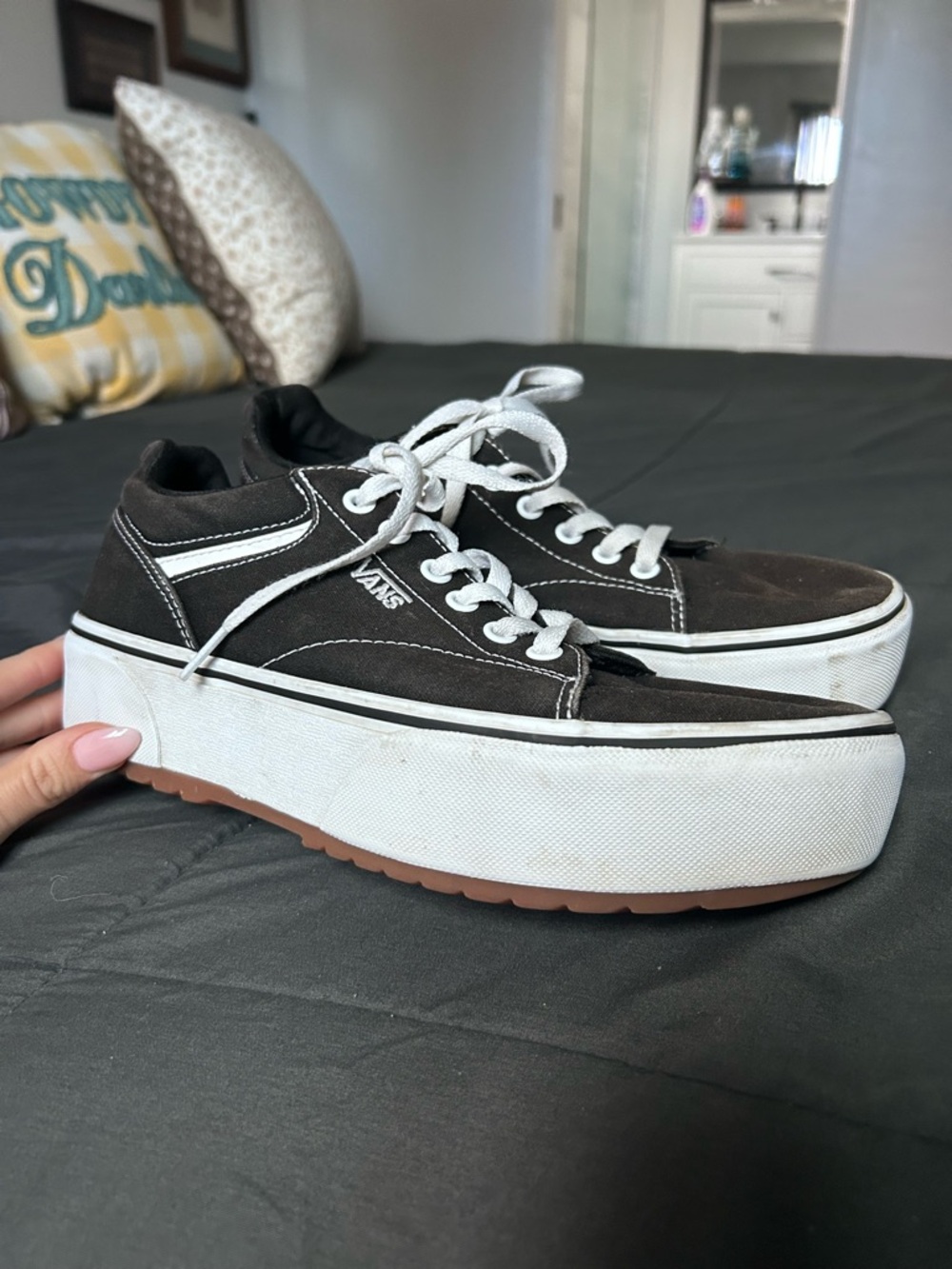 Vans Black and White Platform Old Skool Sneakers
